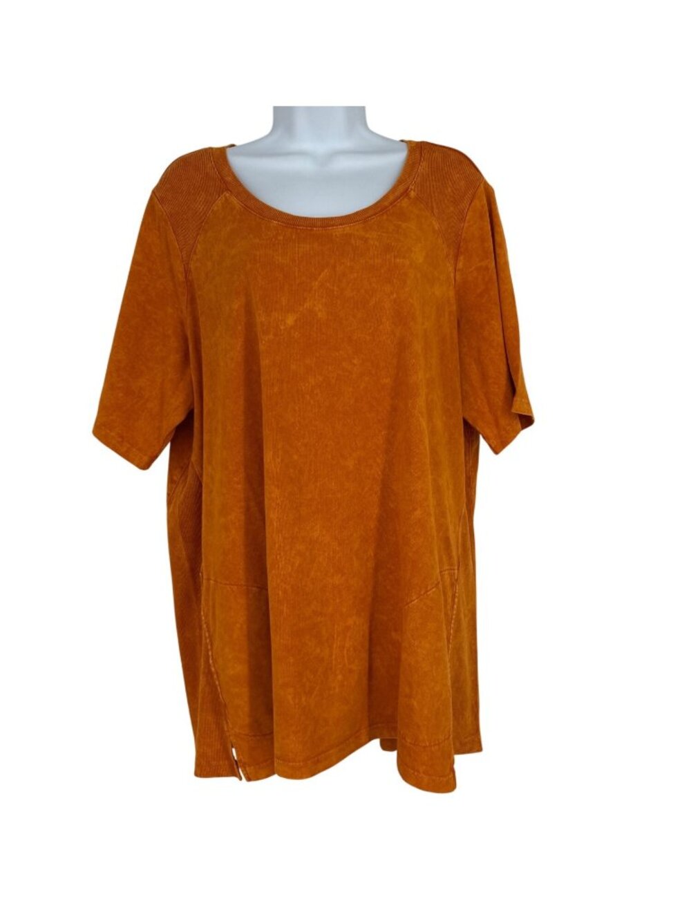 LOGO by Lori‎ Goldstein Women's Sun Faded Elbow Sleeve Orange Tunic Size 1X